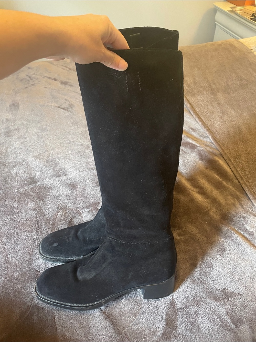 Prada Black Suede knee high Boots - Picture 3 of 12